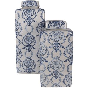 Vaso decorativo con coperchio Clayre & Eef 6CE2388L 16x16x41 cm