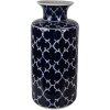 Vaso elegante in ceramica Clayre & Eef Ø 19x41 cm blu scuro con disegno a rami bianchi