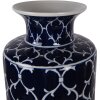 Vaso elegante in ceramica Clayre & Eef Ø 19x41 cm blu scuro con disegno a rami bianchi