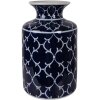 Vaso in ceramica Clayre & Eef Ø 19x31 cm Blu scuro con decoro bianco