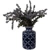 Vaso in ceramica Clayre & Eef Ø 19x31 cm Blu scuro con decoro bianco