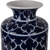 Vaso in ceramica Clayre & Eef Ø 19x31 cm Blu scuro con decoro bianco