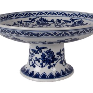 Piatto per torte Clayre & Eef Ø 26 cm bianco con accenti blu