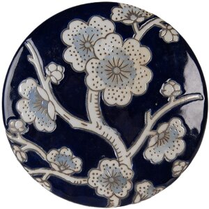 Cassetta per gioielli Clayre & Eef Ø 12x10 cm Blu e Bianco in Ceramica