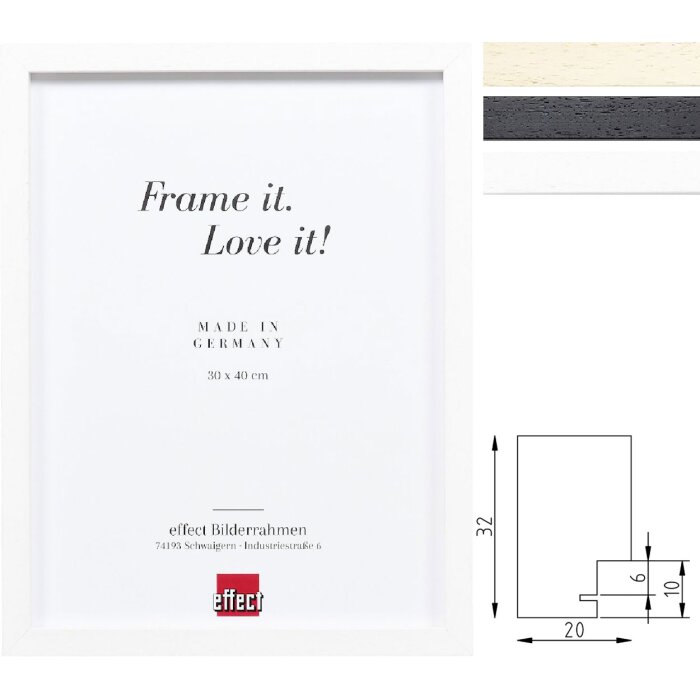 Cornice per foto in legno Effect Profilo 74 Echtholz Bianco Nero Naturale molte dimensioni varie tipologie di vetro