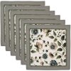 Tovaglioli Clayre & Eef GTB43 6 pezzi 40x40 cm in cotone beige e verde floreale