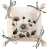 Corbino per pane Clayre & Eef GTB47 35x35x8 cm in cotone beige con motivo floreale verde e fiocchi decorativi agli angoli
