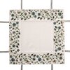 Corbino per pane Clayre & Eef GTB47 35x35x8 cm in cotone beige con motivo floreale verde e fiocchi decorativi agli angoli