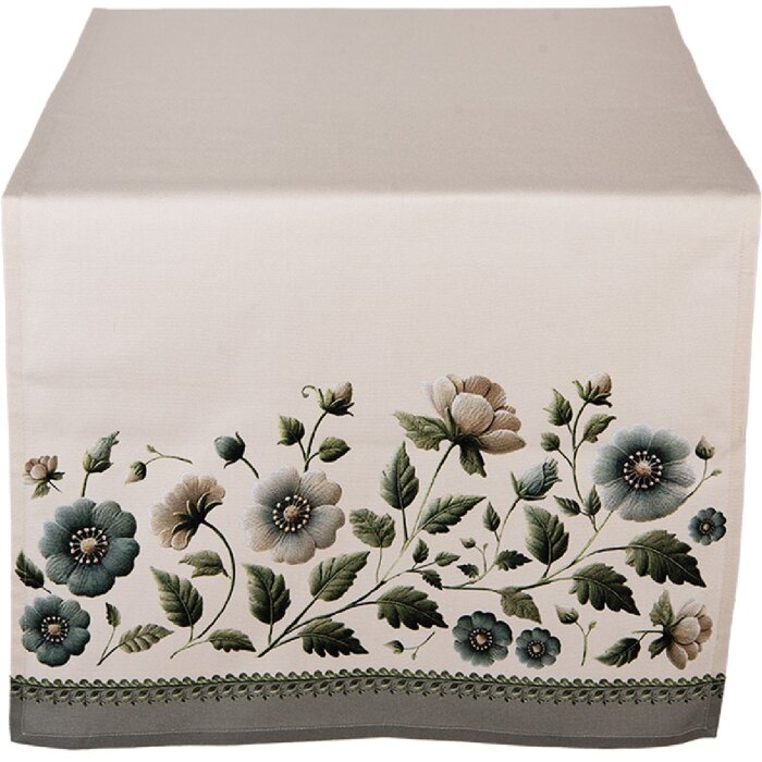 Tovaglia da tavolo Clayre & Eef GTB64 50x140 cm Beige-Verde