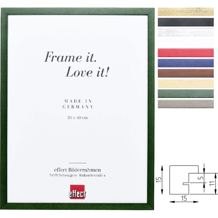 Cornice in legno Effect Profilo Top S, legno massiccio 1,5 cm, tante colorazioni, formati 7x10 fino a 50x70 cm