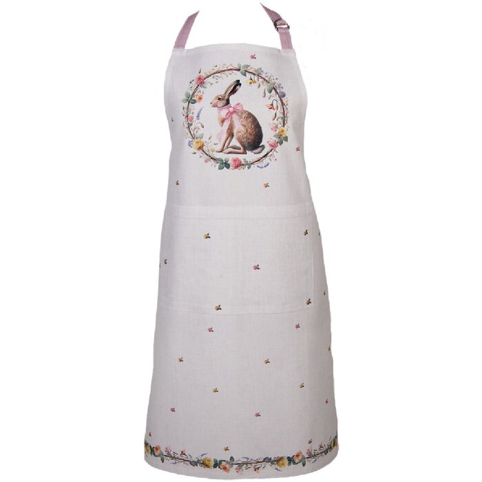 Sciarpa da cucina Clayre & Eef EWC41 70x85 cm – con motivo di conigli e decorazione floreale