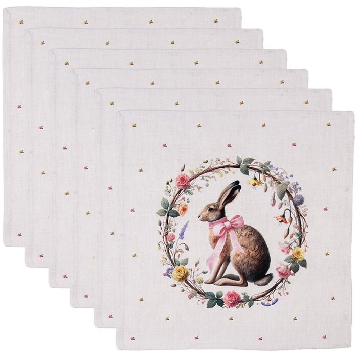 Asciugamani da tavolo Clayre & Eef EWC43 6 pezzi Beige-Braun 40x40 cm