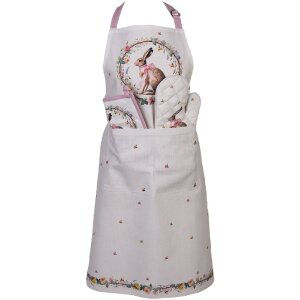 Copri-tavola Clayre & Eef 20x20 cm in cotone con coniglietto e ghirlanda di fiori