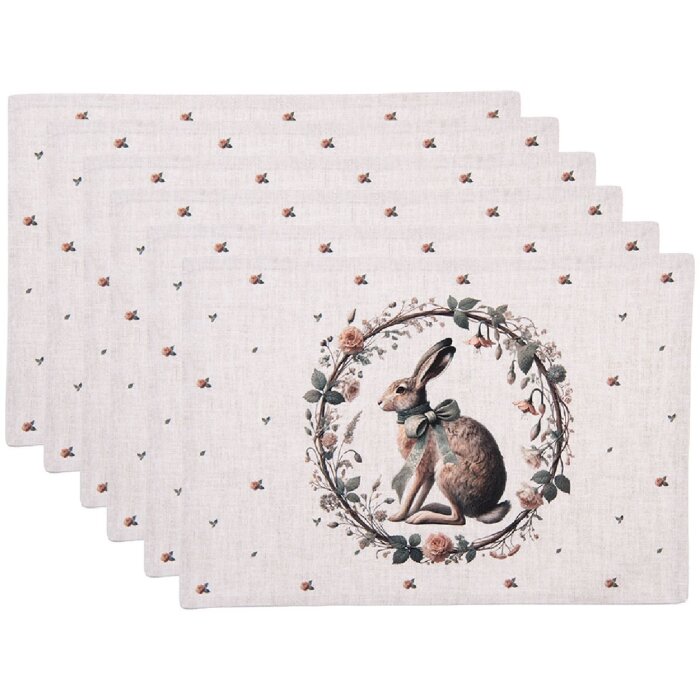 Set da tavolo Clayre & Eef NLE40 6 pezzi 48x33 cm beige-bruno in cotone