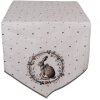 Tovaglia da tavolo Clayre & Eef NLE65 50x160 cm Beige con motivo coniglio in cotone