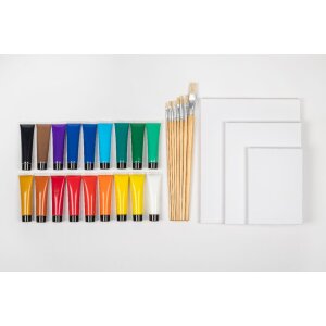 Set di colori acrilici Walther con tela e pennelli...