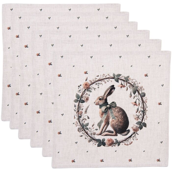 Toalline Clayre & Eef NLE43 6 pezzi Beige/Bruno 40x40 cm