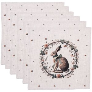 Toalline Clayre & Eef NLE43 6 pezzi Beige/Bruno 40x40 cm