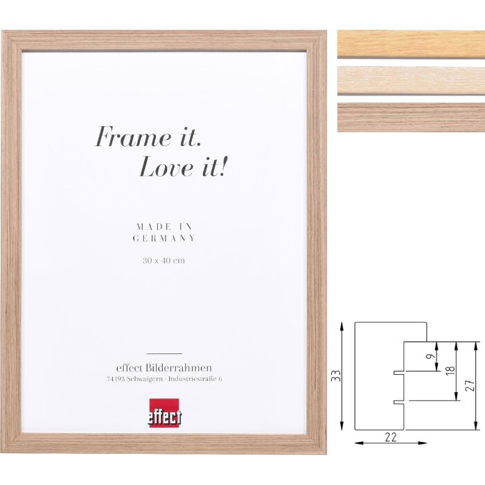 Specchio in legno Effect Profilo 54 Rovere Shabby Chic 30x40 fino a 50x70 cm