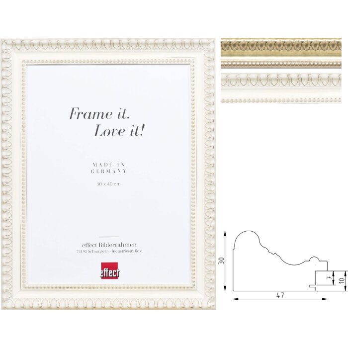 Specchio in legno con profilo barocco Effect Profil 56 antiksilber o bianco 30x40 fino a 50x70 cm