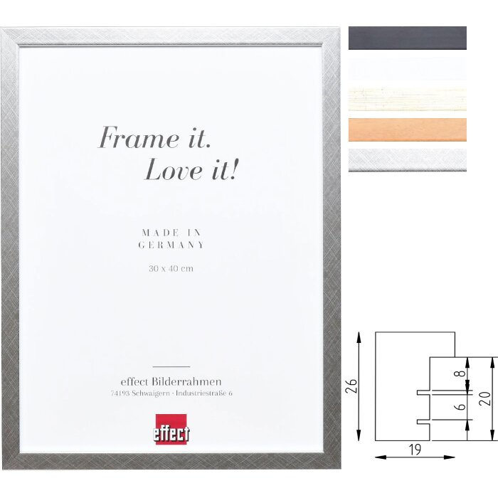 Cornice per foto in legno massiccio Effect Profilo 58 10x15 fino a 70x100 cm 4 colori