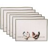 Set di 6 tovagliette da tavolo Clayre & Eef BYC40 48x33 cm motivo gallina cotone beige verde
