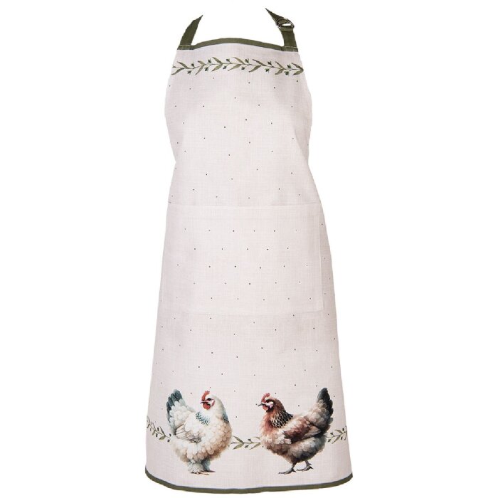 Sciarpa da cucina Clayre & Eef BYC41 70x85 cm Design con polli beige verde