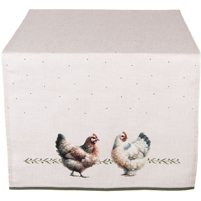 Tovagliere Clayre & Eef BYC64 50x140 cm con motivo di galline in cotone