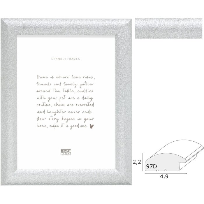 Cornice in legno Deknudt S97DD7 con finitura argento e vetro trasparente 13x18 fino a 40x60 cm