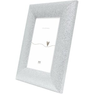 Cornice in legno Deknudt S97DD7 con finitura argento e vetro trasparente 13x18 fino a 40x60 cm