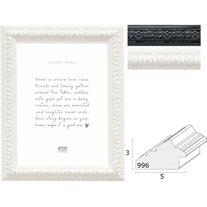 Cornice per foto in legno Deknudt S996K Bianco o Nero con vetro trasparente 30x40 fino a 40x60 cm
