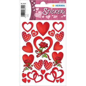 Etichette decorative cuori e rose 3 fogli.