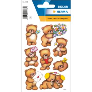 Etichette decorative orsi con fiori 3 sh.