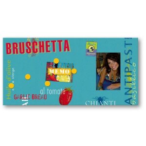 Cornice in legno per bruschetta con magneti per ricette