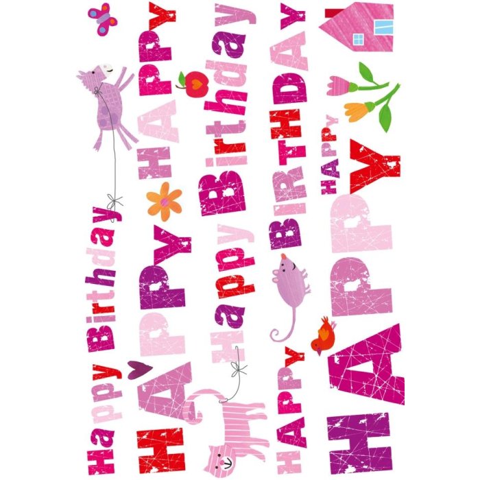 Biglietto di compleanno Buon compleanno Typo rosa
