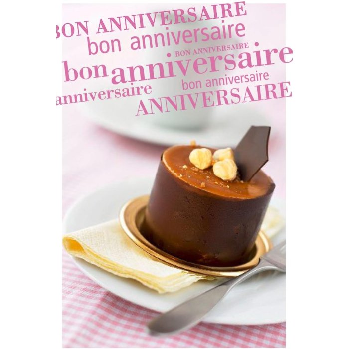 Biglietto per Bon Anniversaire con pralina al cioccolato