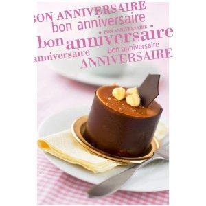 Biglietto per Bon Anniversaire con pralina al cioccolato