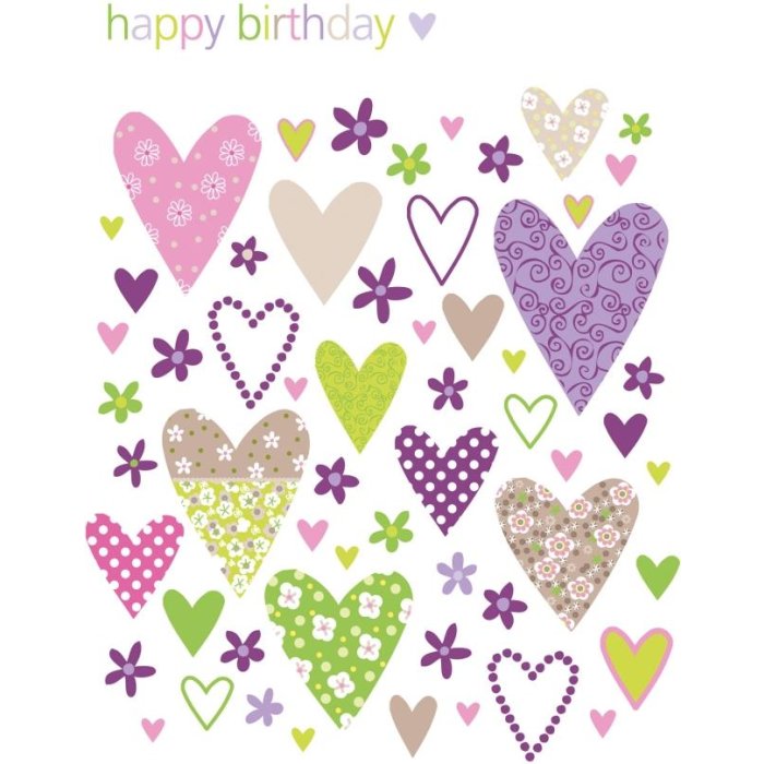 Biglietto Artebene Compleanno-cuori-misto di motivi-