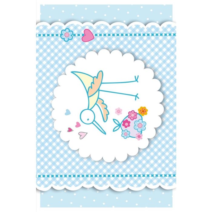 Carta Artebene cicogna-bambino-blu-brillantini