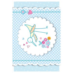 Carta Artebene cicogna-bambino-blu-brillantini