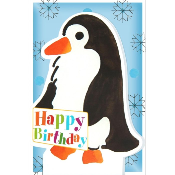Art Level Card Stand-up-Compleanno-Pinguino-Glitter