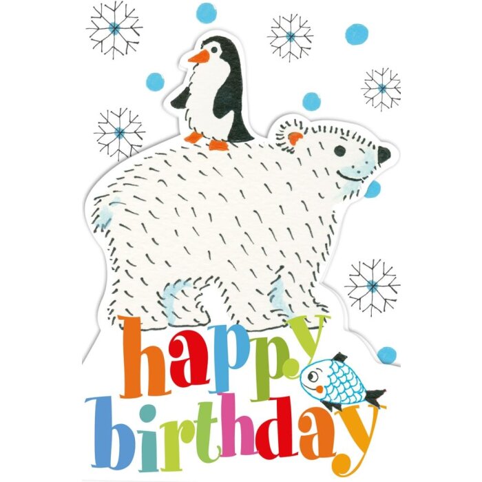 Art Level Card Stand-up-Compleanno-Orso polare-Lucentezza