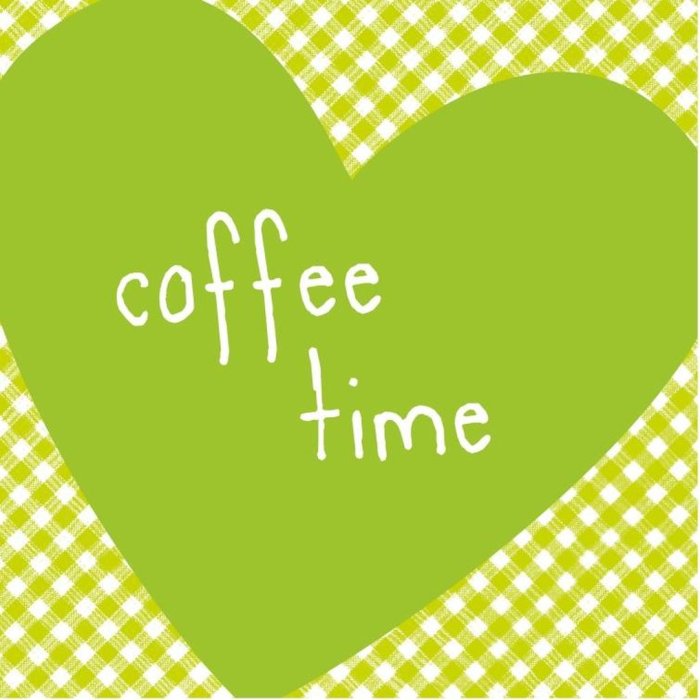 Tovaglioli di carta Artebene Cuore-tempo di caffè-verde 20 pezzi 25x25 cm