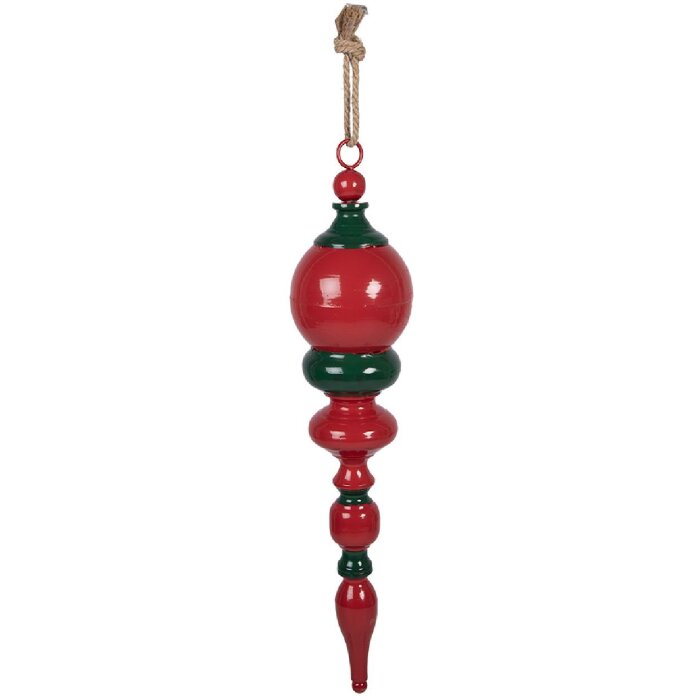 Appendi decorativo Clayre & Eef 5Y1401 Natale Decorazione Metallo Rosso-Verde Ø 14x70 cm