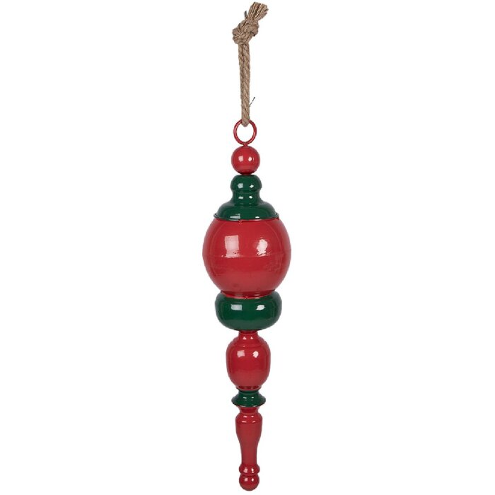 Appendi decorativo natalizio Clayre & Eef 5Y1402 in metallo Rosso-Verde Ø 12x52 cm