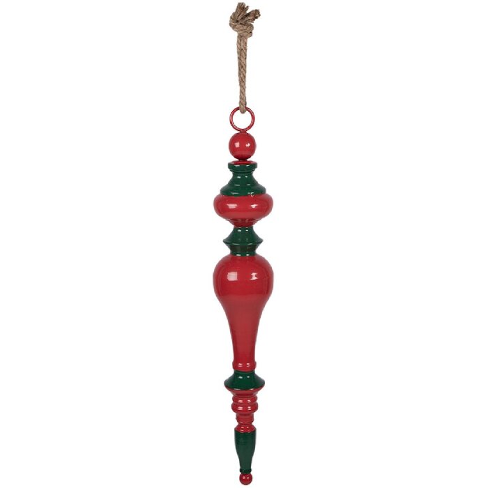 Appendi decorativo natalizio Clayre & Eef 5Y1404 in metallo Ø 9 cm x 57 cm Rosso e Verde