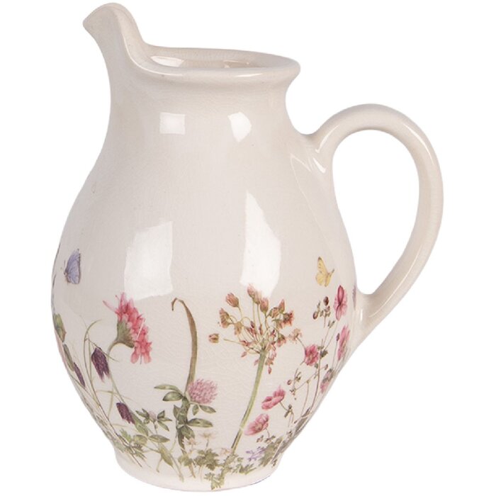 Brocca decorativa in ceramica Clayre & Eef 6CE2235S Beige-Rosa 16x12x19 cm