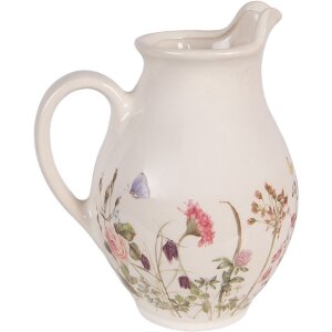 Brocca decorativa in ceramica Clayre & Eef 6CE2235S Beige-Rosa 16x12x19 cm