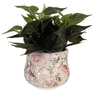 Vaso per fiori in ceramica Clayre & Eef 6CE2241M Beige-Rosa Ø 18 cm x 15 cm