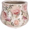 Vaso per fiori in ceramica Clayre & Eef 6CE2241M Beige-Rosa Ø 18 cm x 15 cm